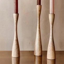 Nkuku Natural Mango Wood Candlestick