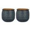 Nkuku Tembesi Antique Black Brass Planter Set Of 2