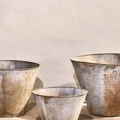 Nkuku Abari Tapered Planter In Aged Zinc