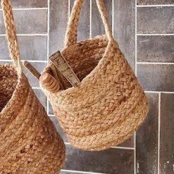 Nkuku Natural Chapad Hemp Wide Wall Hung Basket - Small