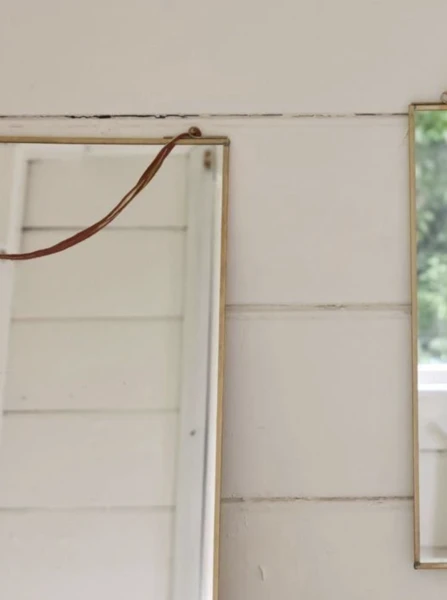 Nkuku Kiko Rectangular Brass Mirror 40 X 25 - Handcrafted Brass Wall Mirror for Modern & Vintage Home Decor 2 Nkuku Kiko Rectangular Brass Mirror 40 X 25