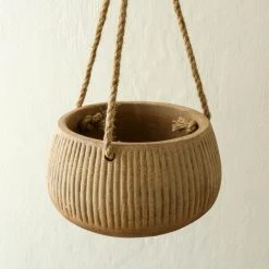 Nkuku Wampu Hanging Planter Distressed Terracotta Large