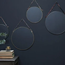 Nkuku Kiko Small Round Mirror Antique Brass