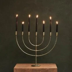 Nkuku Large Antique Brass Mbata Candelabra