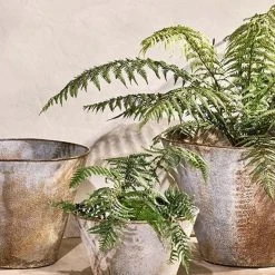 Nkuku Abari Tapered Planter In Aged Zinc