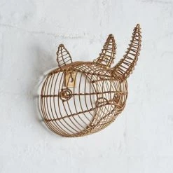 Nkuku Eko Mini Rhinoceros Head In Brass