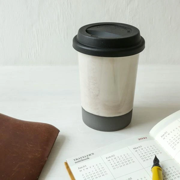 Nkuku Edo Travel Mug Slate - Eco-Friendly Ceramic Travel Mug with Cork Lid 2 Nkuku Edo Travel Mug Slate