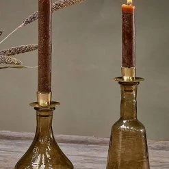 Nkuku Sepia Sirsa Tapered Glass Candlestick Holder
