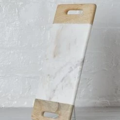 Nkuku Bwari White Marble And Mangowood Small Platter