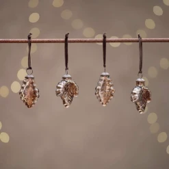 Nkuku Bhara Oak Leaf Bauble In Antique Rust