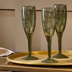 Nkuku Mila Champagne Flute In Dark Emerald Set Of 4