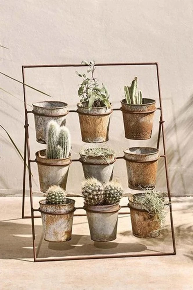 Nkuku Abari Planter Stand In Aged Zinc - Stylish Indoor/Outdoor Plant Holder 1 Nkuku Abari Planter Stand In Aged Zinc