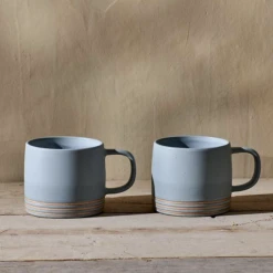 Nkuku Enesta Line Mug In Dusty Blue