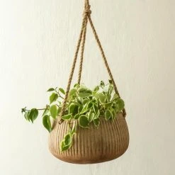 Nkuku Wampu Hanging Planter Distressed Terracotta Large