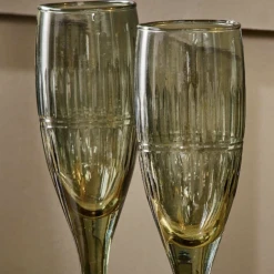 Nkuku Mila Champagne Flute In Dark Emerald Set Of 4