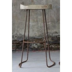 Nkuku Mango Wood And Rust Loko Stool