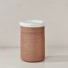 Nkuku White And Terracotta Mali Ribbed Jug - 11.5 X 7cm