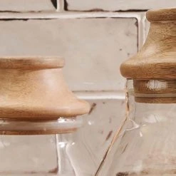 Nkuku Glass Mango Wood Deeka Storage Jar Small