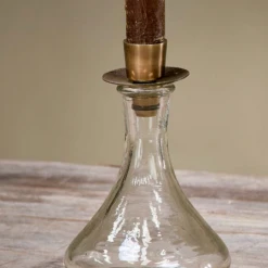 Nkuku Sirsa Glass Tapered Candlestick Clear