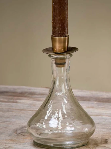 Nkuku Sirsa Glass Tapered Candlestick Clear - Elegant Room Decor 1 Nkuku Sirsa Glass Tapered Candlestick Clear