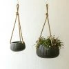 Nkuku Wampu Hanging Planter Distressed Brown Black Small