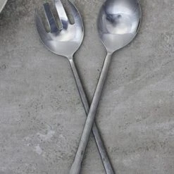 Nkuku Sirkali Brushed Silver Salad Servers