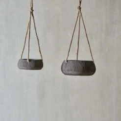 Nkuku Wampu Hanging Planter Distressed Brown Black Large