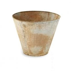 Nkuku Abari Tapered Planter In Aged Zinc