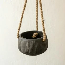 Nkuku Wampu Hanging Planter Distressed Brown Black Small
