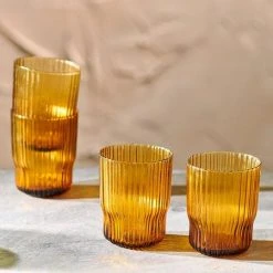 Nkuku Fali Amber Glass Tumbler
