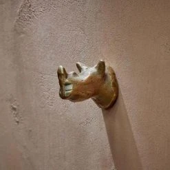 Nkuku Rhinoceros Wall Hook Brass