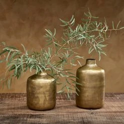 Nkuku Small Aged Antique Brass Straight Vase