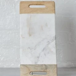 Nkuku Bwari White Marble And Mangowood Small Platter