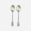 Nkuku Set Of 2 Veeta Brushed Silver Serving Spoons