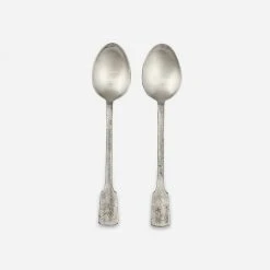 Nkuku Set Of 2 Veeta Brushed Silver Serving Spoons
