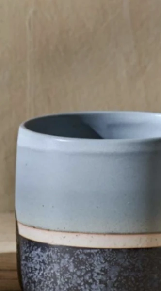 Nkuku Enesta Dipped Mug in Dusty Blue - Handcrafted Ceramic Coffee Cup 3 Nkuku Enesta Dipped Mug In Dusty Blue