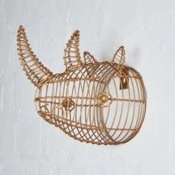 Nkuku Eko Mini Rhinoceros Head In Brass