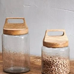 Nkuku Recycled Glass And Wood Storage Jar