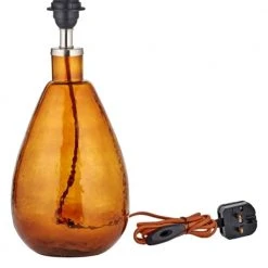 Nkuku Baba Glass Lamp Small Tall In Burnt Amber
