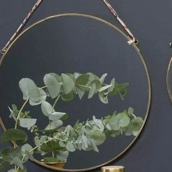 Nkuku Kiko Round Hanging Mirror In Antique Brass