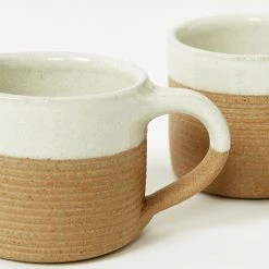 Nkuku White Mali Ribbed Coffee Mug - Set Of 2