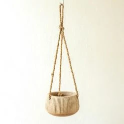 Nkuku Wampu Hanging Planter Distressed Terracotta Small