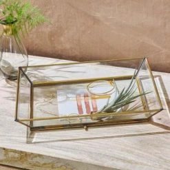 Nkuku Glass Brass Photo Tray