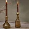 Nkuku Sirsa Glass Tall Candlestick Sepia