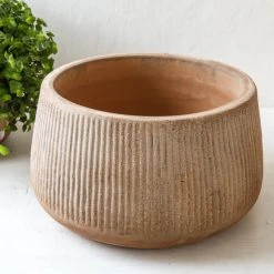Nkuku Wampu Wide Planter - Medium Distressed Terracotta