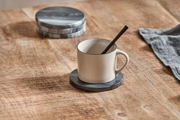 Nkuku Esa Marble Coasters Set Of 4 - Grey | Premium Table Accessories 1 Nkuku Esa Marble Coasters Set Of 4 Grey