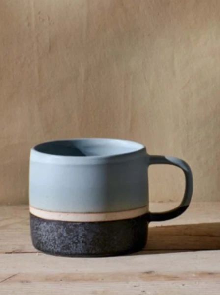 Nkuku Enesta Dipped Mug in Dusty Blue - Handcrafted Ceramic Coffee Cup 4 Nkuku Enesta Dipped Mug In Dusty Blue