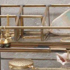 Nkuku Bequai Open Jewellery Box In Antique Brass