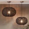 Nkuku Noko Black Wicker Lampshade Round
