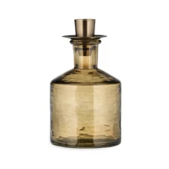 Nkuku Sirsa Glass Wide Candlestick Sepia